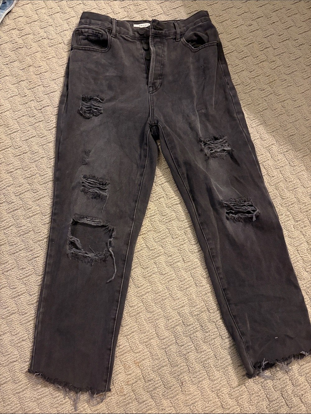 PacSun Black Distressed Straight Leg Jeans